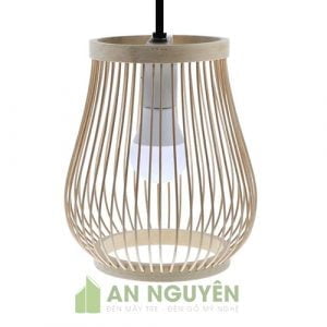 Đèn mây tre hình cái lồng chim dưới ánh sáng vàng trang trí siêu dễ thương