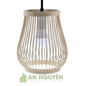 Đèn mây tre hình cái lồng chim dưới ánh sáng vàng trang trí siêu dễ thương