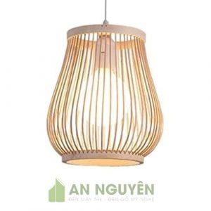 Đèn mây tre hình cái lồng chim dưới ánh sáng vàng trang trí siêu dễ thương
