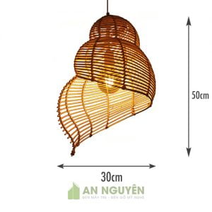Mẫu đèn mây tre hình vỏ ốc trang trí quán cực phong cách