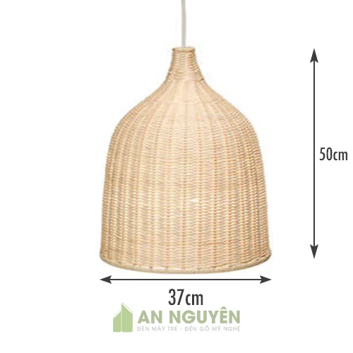 Đèn thả mây tre hình chuông trang trí quán ăn Size Vừa