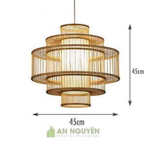 Đèn Lồng Thả Hình Trụ Ba Tầng Bằng Mây Tre Trang Trí Nhà Hàng