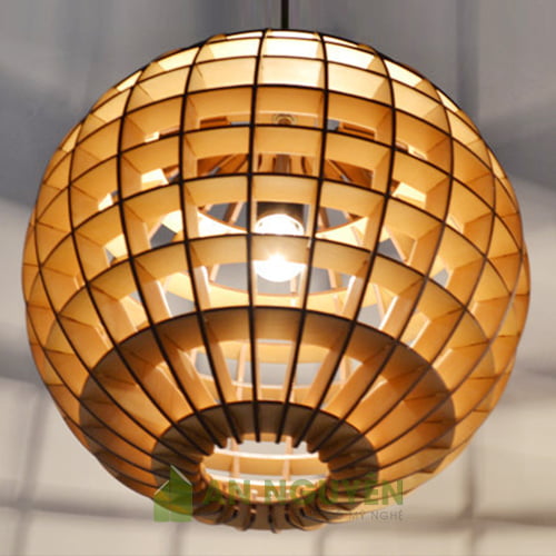 đèn gỗ hình quả cầu size lớn