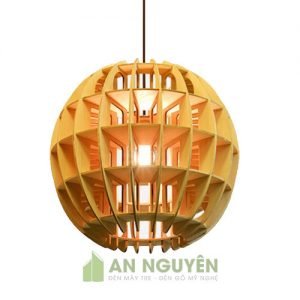 Đèn gỗ thả trang trí hình quả cầu size nhỏ