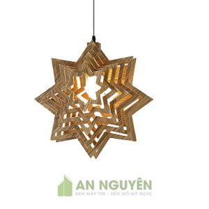 Đèn thả gỗ hình sao 8 cánh trang quán trà sữa đẹp