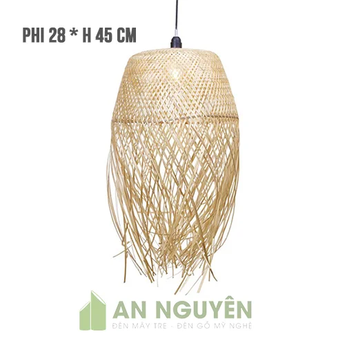 Đèn mây tre sợi tua xu hướng trang trí cho mùa hè 2020 - Fi 28 * H 45 cm