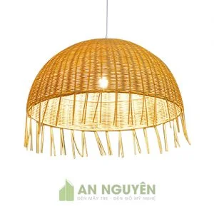 Đèn mây tre hình cái lồng bàn trang trí họa tiết sợ tre thủ công