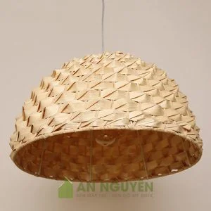 Đèn mây tre hình cái thúng úp ngược họa tiết nhấp nhô gợn sóng (2)