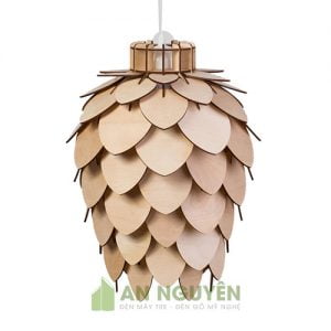 Đèn gỗ quả thông cách điệu trang trí phòng khách