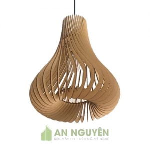 Đèn gỗ dáng hồ lô nan xoắn DG019 thả trần cho nhà hàng