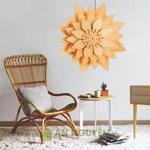 Đèn Gỗ: Mẫu đèn thả gỗ, đèn vách gỗ cánh hoa sen DG022
