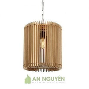 Đèn Gỗ: Mẫu đèn gỗ hình trụ trang trí phòng khách DG028