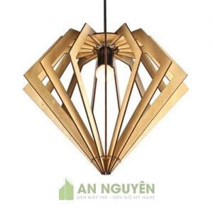 Đèn Gỗ Mẫu đèn thả gỗ hình kim cương trang trí phòng ngủ DG037