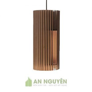 Đèn Gỗ: Mẫu đèn thả gỗ hình trụ đứng thanh xoắn DG027