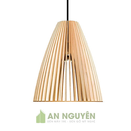 đèn thả trần gỗ hình nón cụt