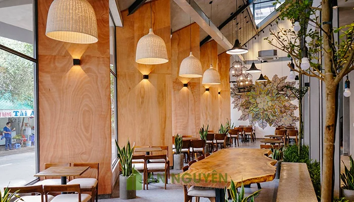 Đèn mây tre trang trí nhà hàng, quán ăn, homestay đèn thả bằng tre