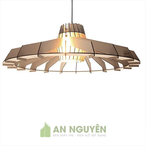 Đèn gỗ: Mẫu đèn gỗ thả trần trang trí bàn ăn, phòng khách DG047