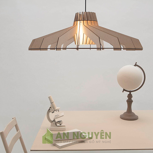 Đèn gỗ: Mẫu đèn gỗ thả trần trang trí bàn ăn, phòng khách DG047