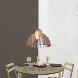 Đèn gỗ: Mẫu đèn gỗ thả trần trang trí bàn ăn, bàn làm việc DG045