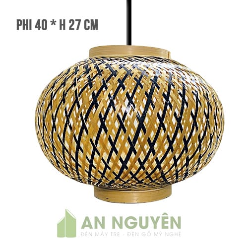 đèn lồng tre đan hai màu hai vành