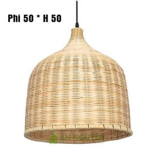 Đèn Mây Tre: Đèn thả mây tre hình chuông trang trí phi 50 mm