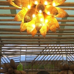 Đèn Mây Tre: Mẫu đèn tre trang trí hình cái đó bắt cá Phi 20 Cao 60 cm