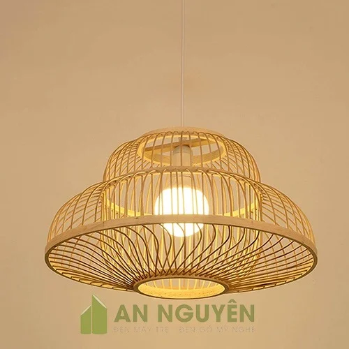 Đèn Mây Tre: Mẫu đèn lồng nan tre tròn trang trí nhà hàng Phi 45 H30