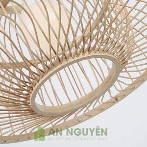 Đèn Mây Tre: Mẫu đèn lồng nan tre tròn trang trí nhà hàng Phi 45 H30