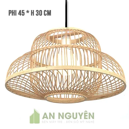 Đèn Mây Tre: Mẫu đèn lồng nan tre tròn trang trí nhà hàng Phi 45 H30