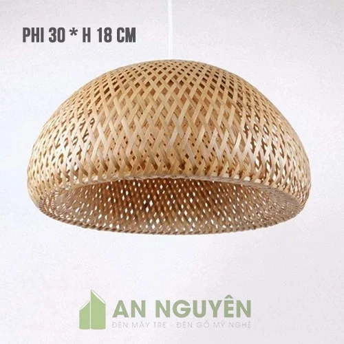Đèn Mây Tre: Mẫu đèn mây tre 2 lớp Fi 30 H 18 trang trí nhà hàng, quán ăn