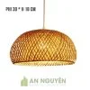 Đèn Mây Tre: Mẫu đèn mây tre 2 lớp Fi 30 H 18 trang trí nhà hàng, quán ăn