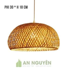 Đèn Mây Tre: Mẫu đèn mây tre 2 lớp Fi 30 H 18 trang trí nhà hàng, quán ăn