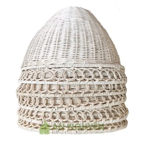 Đèn Mây Tre: Mẫu đèn mây tre đan có khoen tròn trang trí quán cafe Phi 45 H 30cm