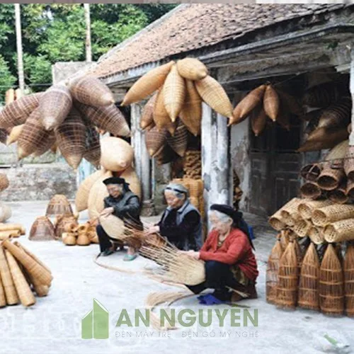 Đèn Mây Tre: Mẫu đèn tre trang trí hình cái đó bắt cá Phi 20 Cao 60 cm
