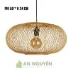 Đèn Mây Tre: Mẫu đèn tre đan chéo hình cầu dẹt, ellipsoid Phi 50 H 24cm