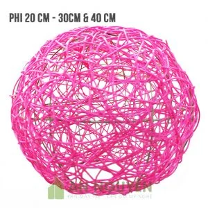 Đèn Mây Tre: Mẫu đèn cầu mây rối bằng nhựa trang trí ngoài trời nhiều màu phi 20cm