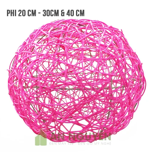 Đèn Mây Tre: Mẫu đèn cầu mây rối bằng nhựa trang trí ngoài trời nhiều màu phi 20cm