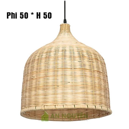 Đèn Mây Tre: Đèn thả mây tre hình chuông trang trí phi 50 mm