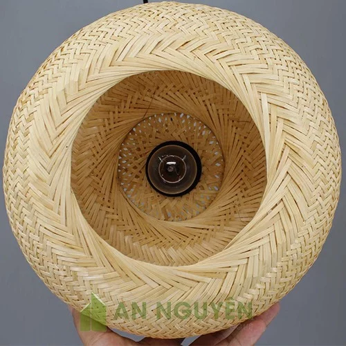 Đèn Mây Tre: Mẫu đèn tre đan tròn một lớp hình cầu