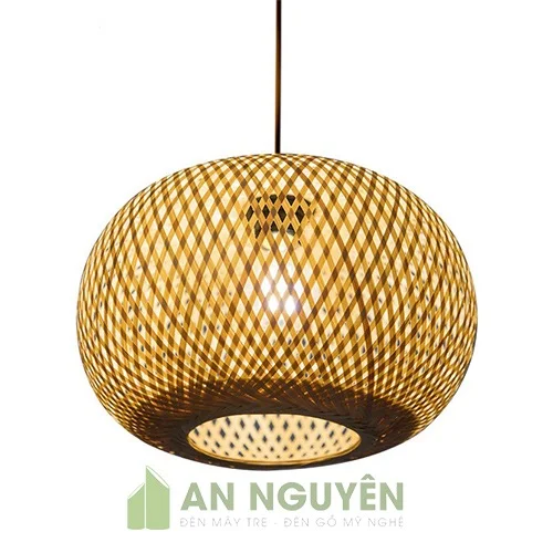 Đèn Mây Tre: Mẫu đèn tre đan tròn một lớp hình cầu