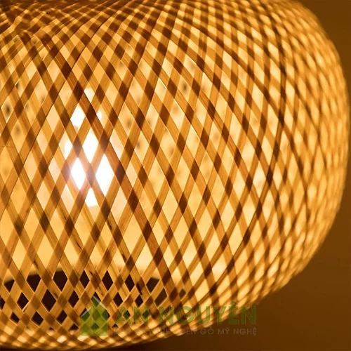 Đèn Mây Tre: Mẫu đèn tre đan tròn một lớp hình cầu