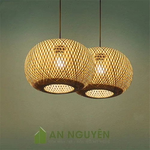 Đèn Mây Tre: Mẫu đèn tre đan tròn một lớp hình cầu
