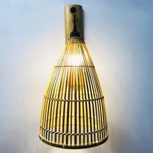 Đèn Mây Tre: Mẫu đèn vách mây tre nơm cá phi 25 cm