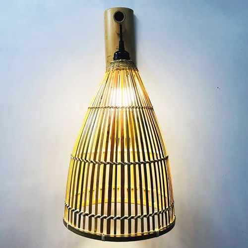 Đèn Mây Tre: Mẫu đèn vách mây tre nơm cá phi 25 cm