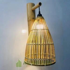 Đèn Mây Tre: Mẫu đèn vách mây tre nơm cá phi 25 cm