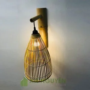 Đèn Mây Tre: Mẫu đèn vách mây tre nơm cá phi 25 cm