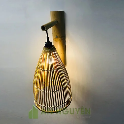 Đèn Mây Tre: Mẫu đèn vách mây tre nơm cá phi 25 cm