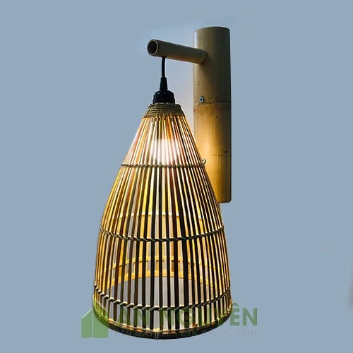 Đèn Mây Tre: Mẫu đèn vách mây tre nơm cá phi 25 cm