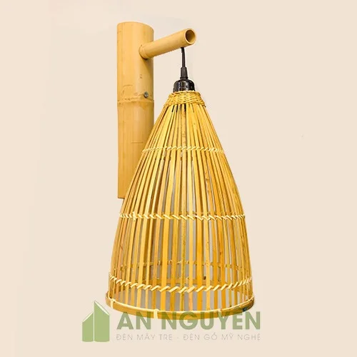 Đèn Mây Tre: Mẫu đèn vách mây tre nơm cá phi 25 cm