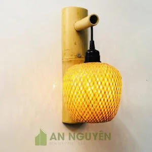 Đèn vách kiểu lồng tre đan 2 lớp phi 15 cm - An Nguyên